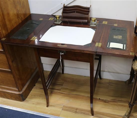 An Edwardian Jack in a box writing desk W.51cm
